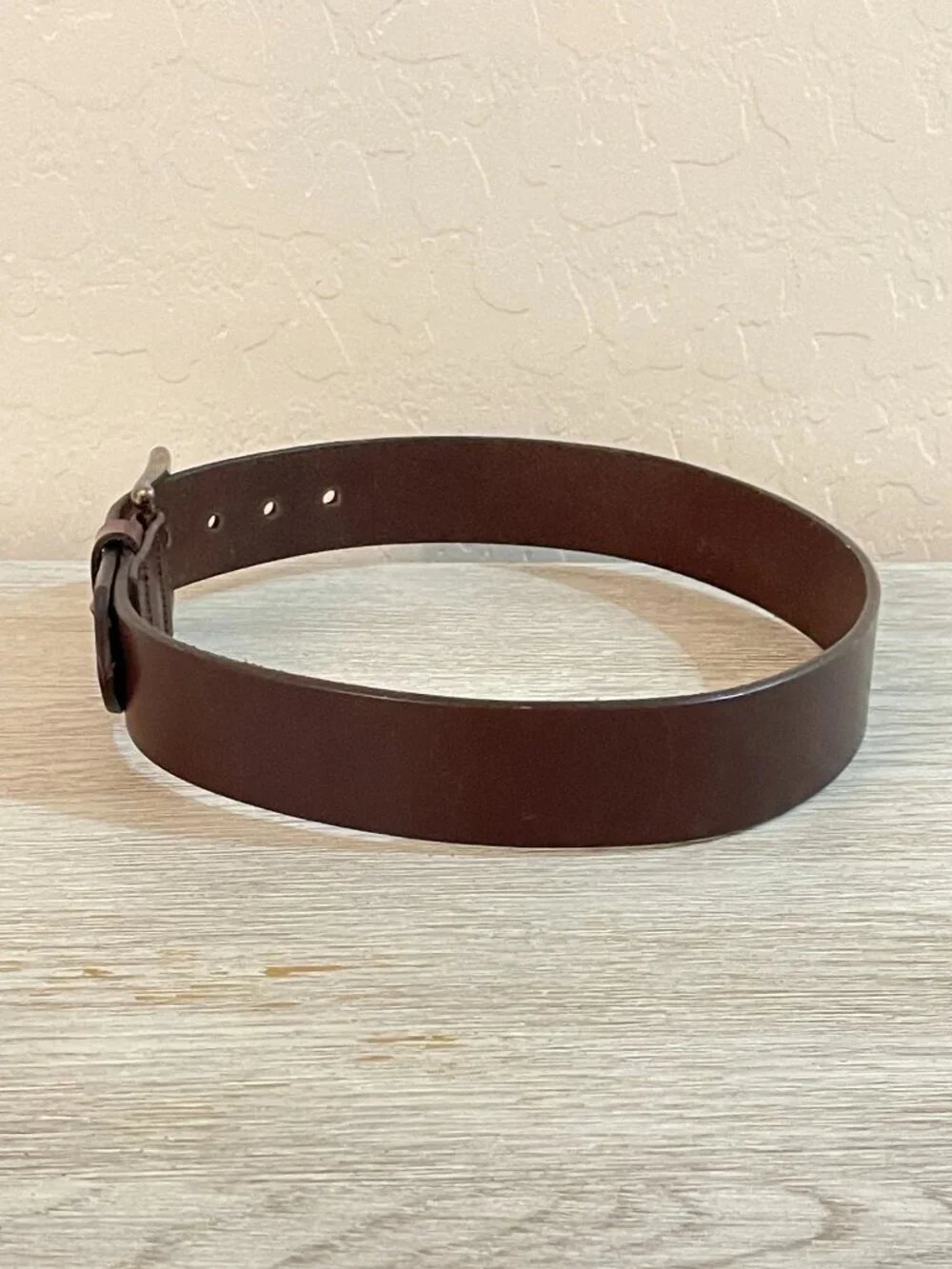 Calvin Klein Leather Belt Brown Italian Leather Silver Logo Small
